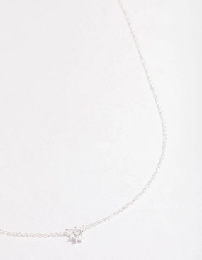 Soft Sparkle Sterling Silver Cubic Zirconia Dainty Pendant Necklace