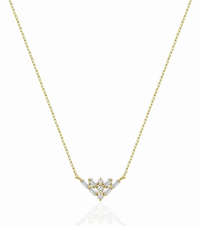 14K Solid Gold Sophie Baguette Diamond Necklace Delicate Design