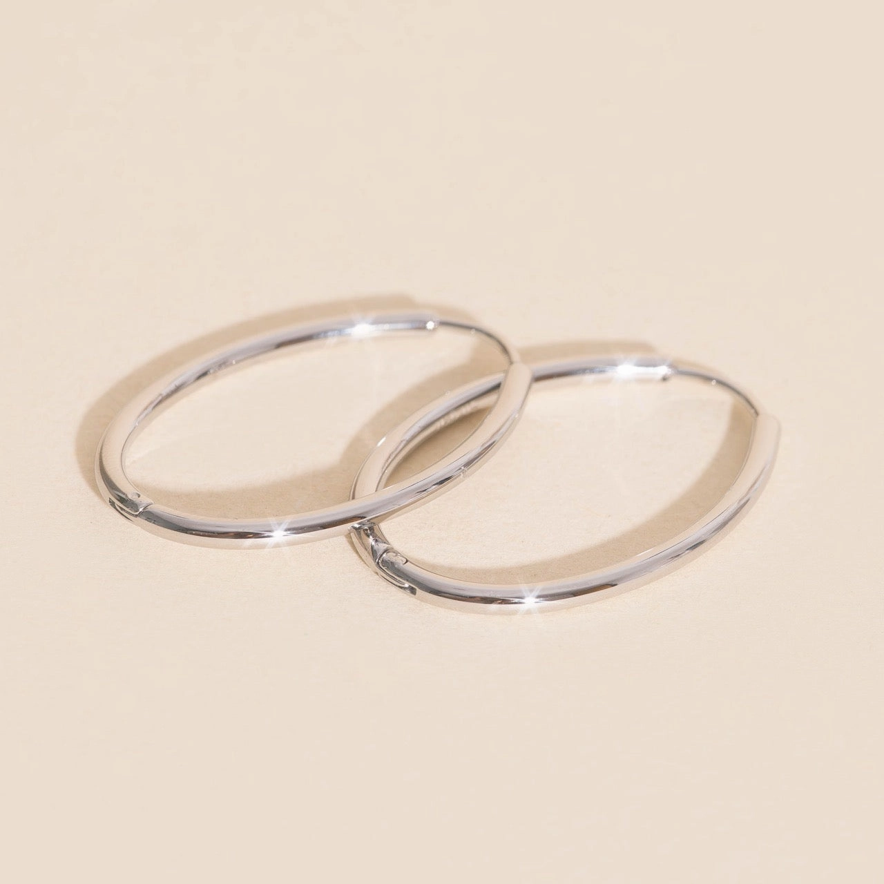 Oval Rounded Huggie Hoop Earrings Fine Accent Subtle Elegance
