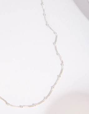 Chic Accent Linked Chain Sterling Silver Ball Chain Necklace