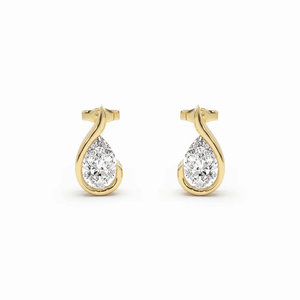 High-Quality Detail Affordable Must-Have Liquid Curve Teardrop Lab Grown Diamond Studs