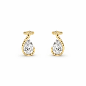 High-Quality Detail Affordable Must-Have Liquid Curve Teardrop Lab Grown Diamond Studs