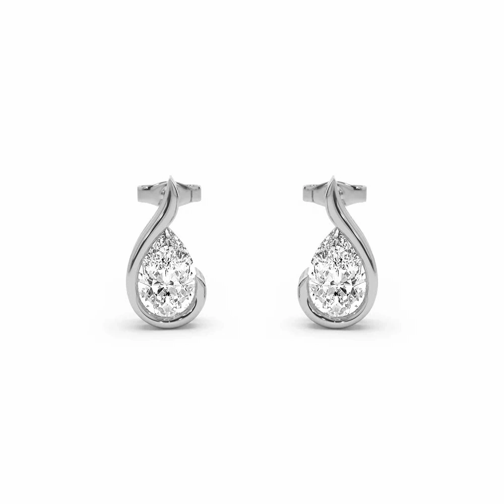 Liquid Curve Teardrop Lab Grown Diamond Studs Artistic Decoration