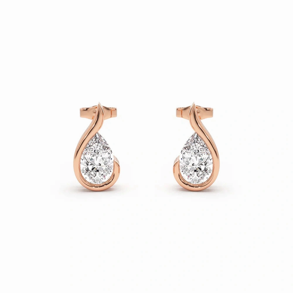 Liquid Curve Teardrop Lab Grown Diamond Studs Chic Selection