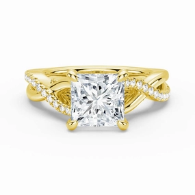 Princess Cut Moissanite Twisted Band Engagement Ring with Hidden Accents Luxury Touch