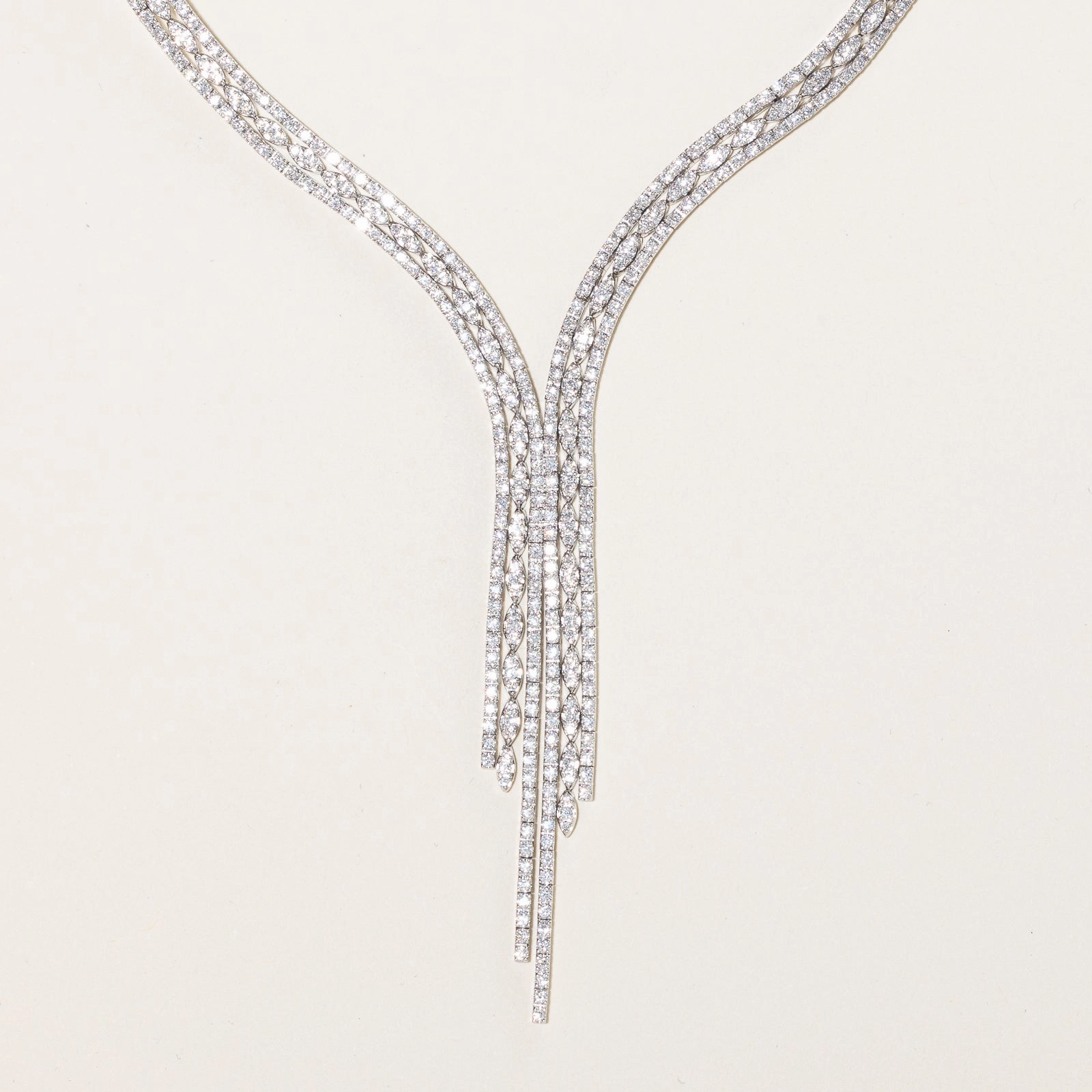 18K Diamond Diamond Encrusted Drop Necklace | 5.93ctw | 17" Luxury Set