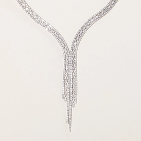 18K Diamond Diamond Encrusted Drop Necklace | 5.93ctw | 17" Luxury Set