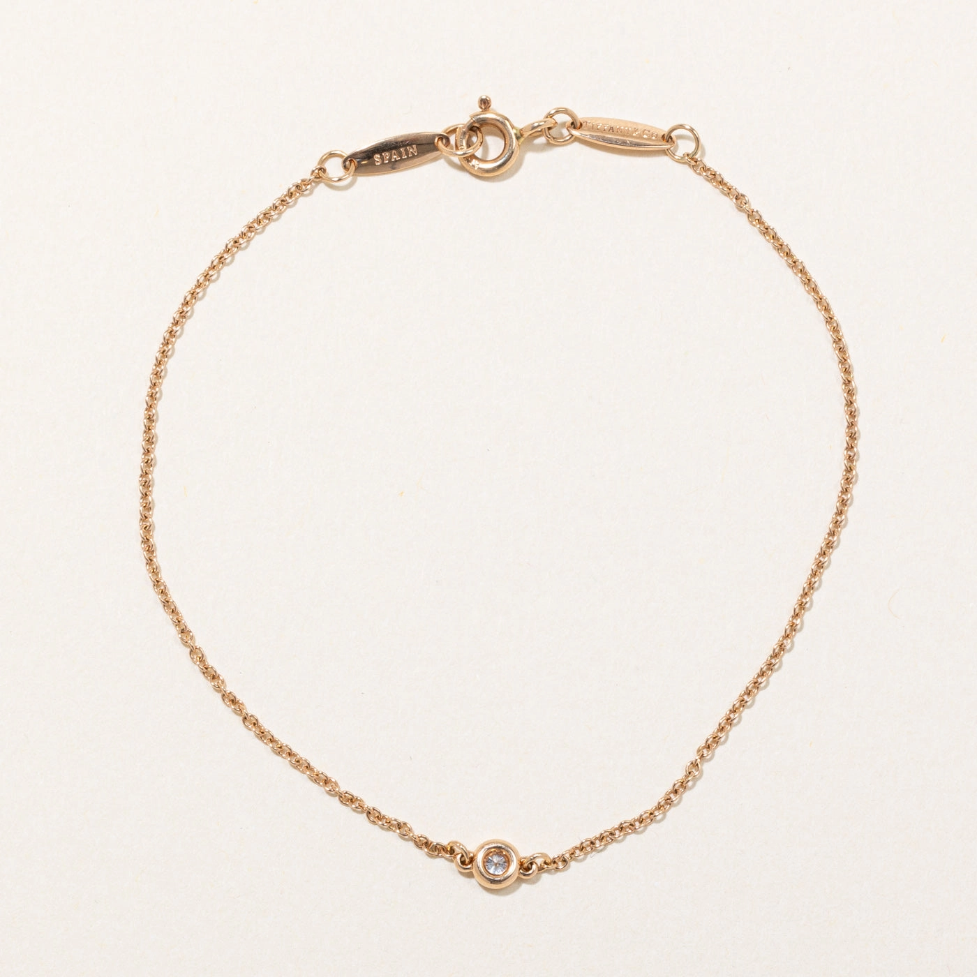 'Tiffany & Co' Elsa Peretti Diamonds by the Yard Bracelet | 0.07ct |  7" | Polished Lines Sweet Touch