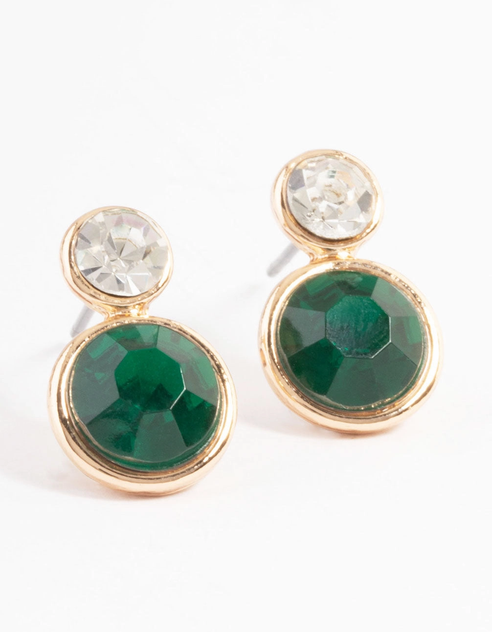 Stunning Embellishment Rustic Adornment Green Two Stone Round Stud Earrings