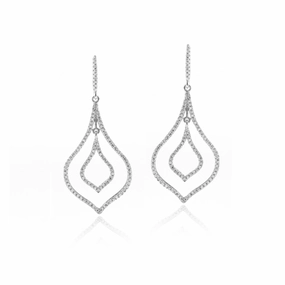 Delicate Decor Rhodium Plated Sterling Silver MicroPave Marquis Earrings