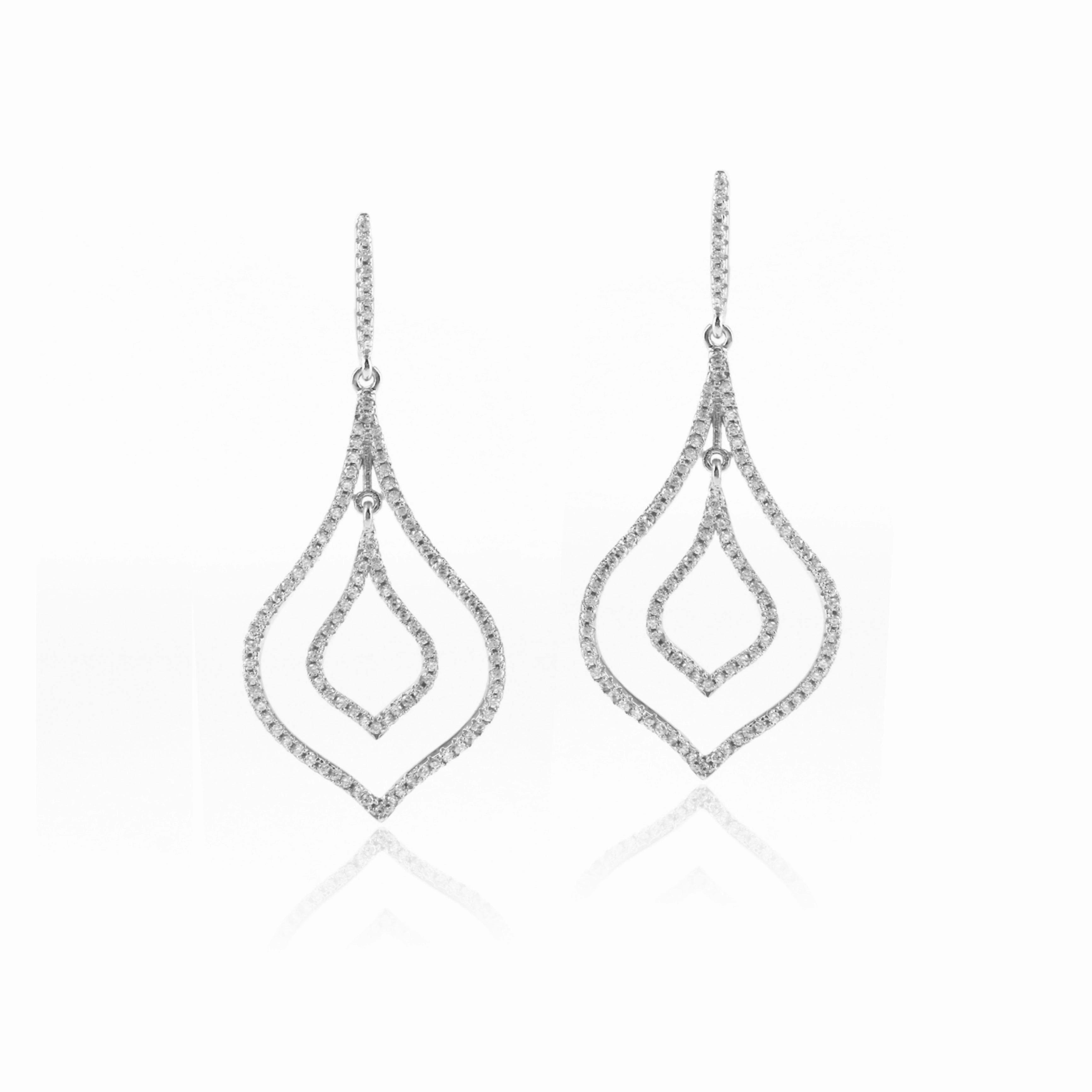 Delicate Decor Rhodium Plated Sterling Silver MicroPave Marquis Earrings