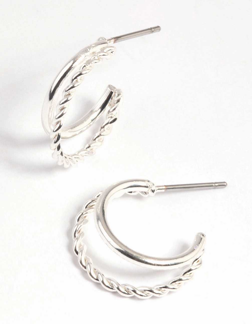Silver Twisted Huggie Hoop Earrings Splendid Accent