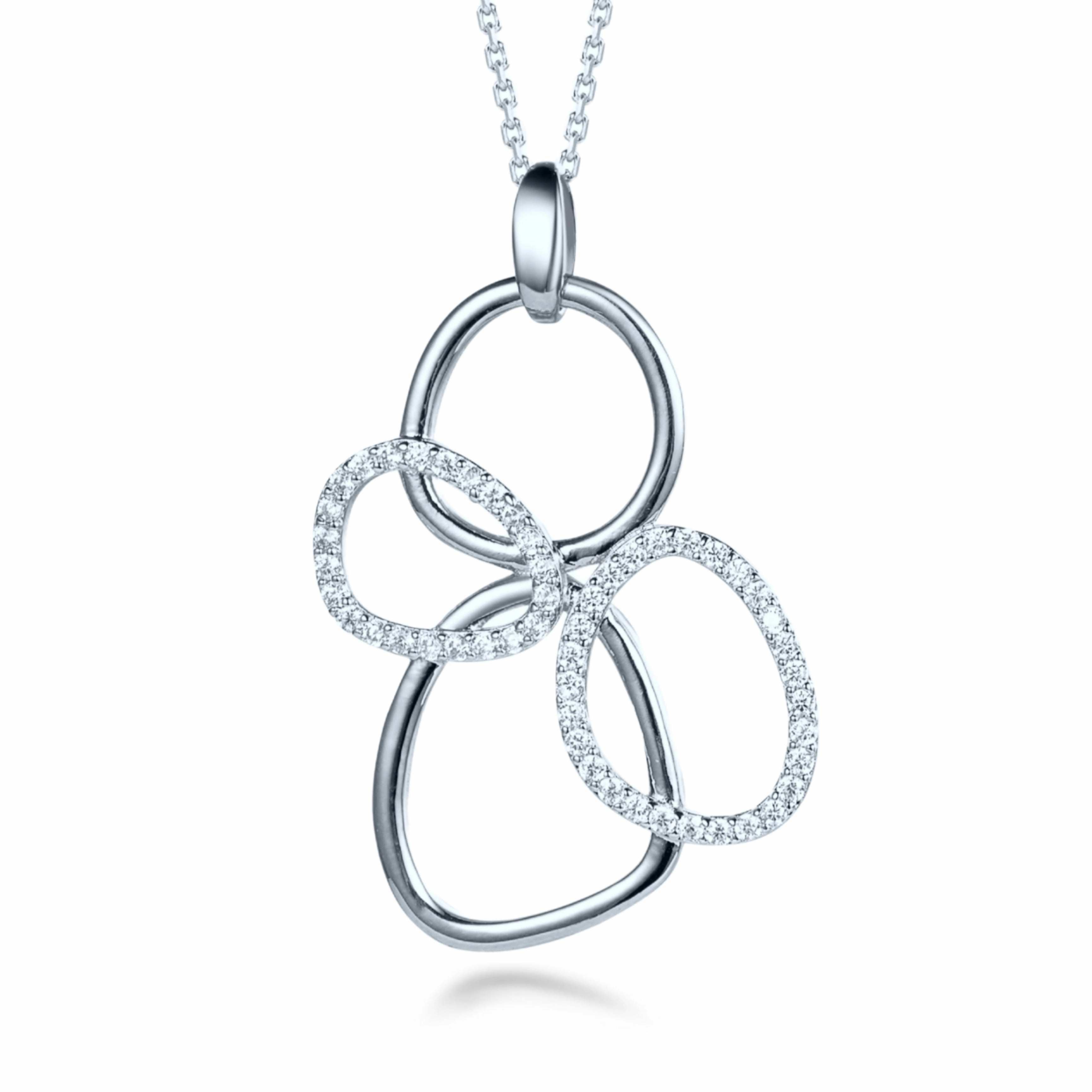 Pure Highlight For Faith Sterling Silver Gold Plated Interlocking Circles CZ Pendant Necklace