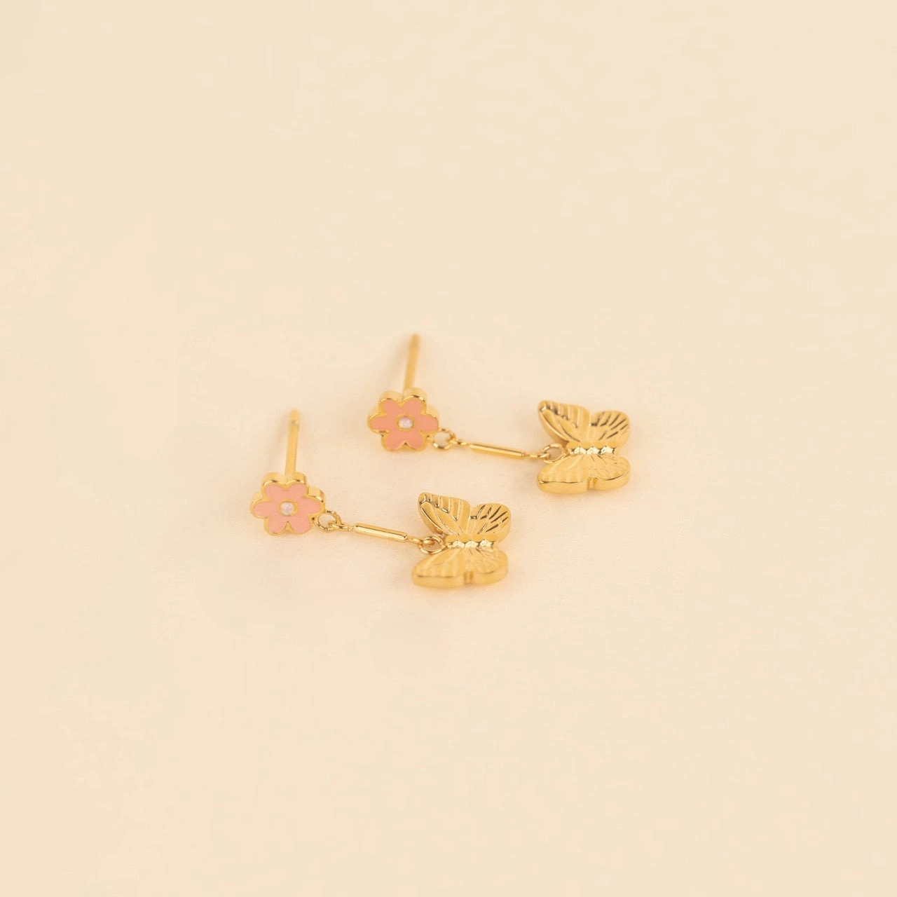 Pastel Look Spring Butterfly Dangle Stud Earrings