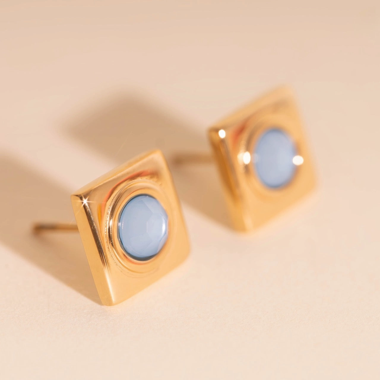 Square Stone Stud Earrings Custom Gifts