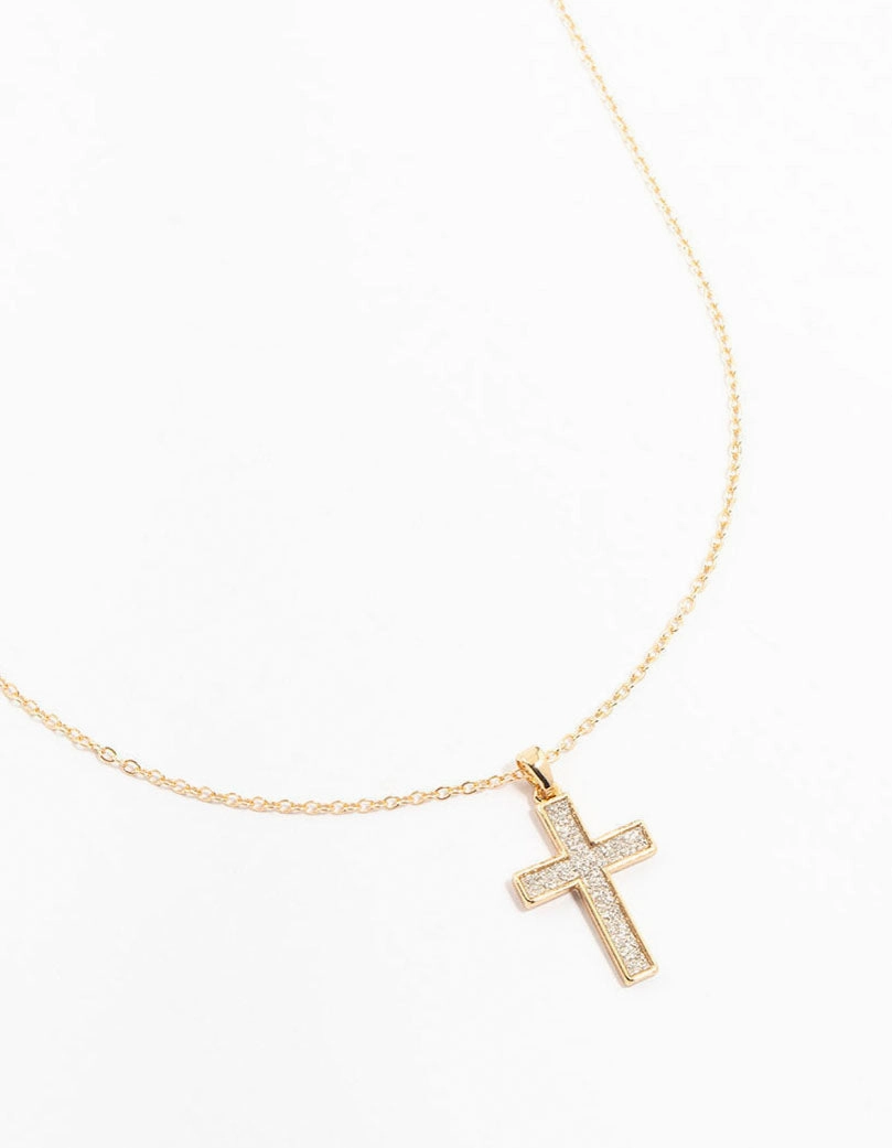 Attractive item Gold Glitter Cross Necklace