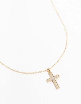 Attractive item Gold Glitter Cross Necklace