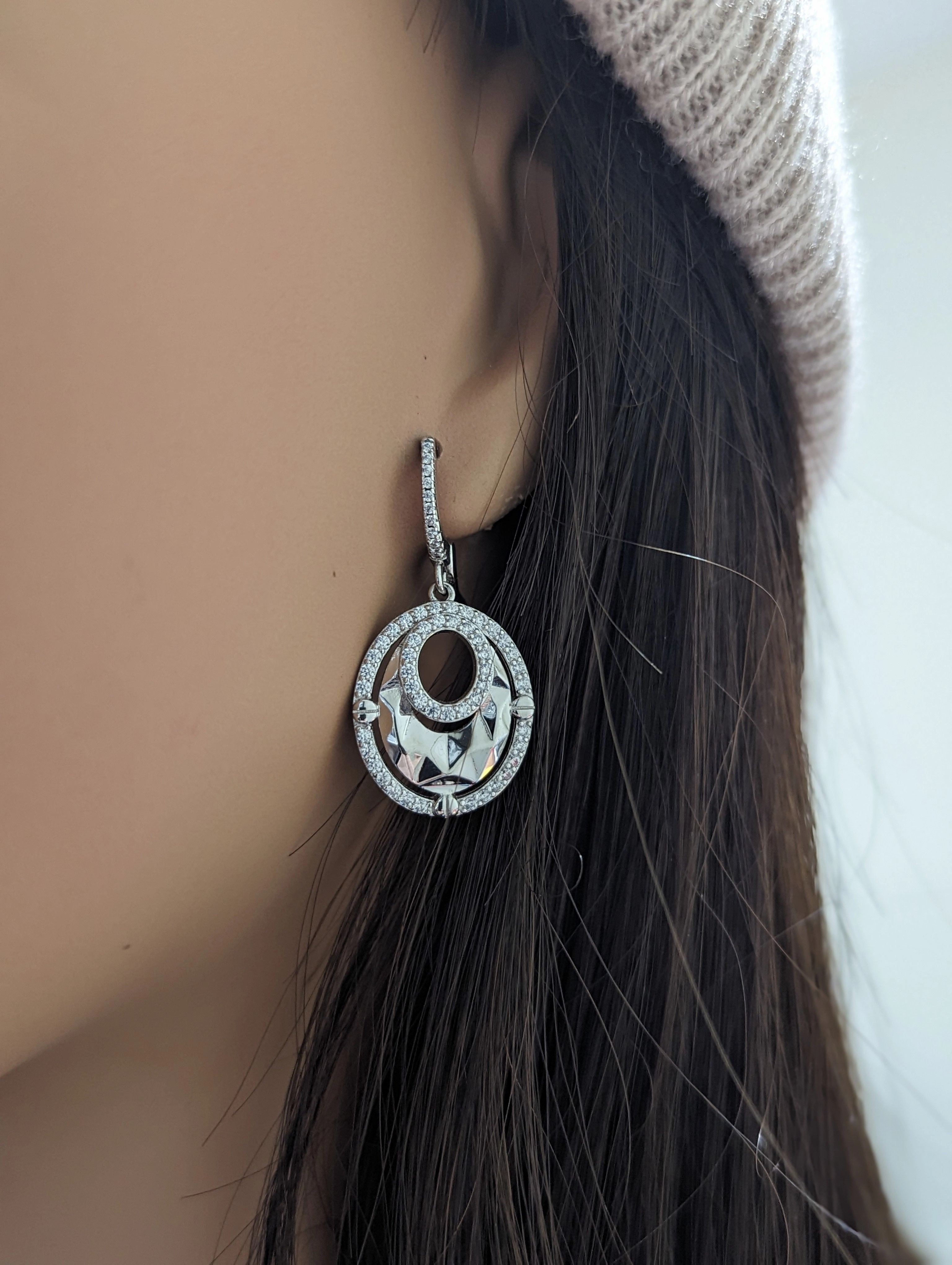 Stunning Style Sterling Silver Double Oval CZ Earring