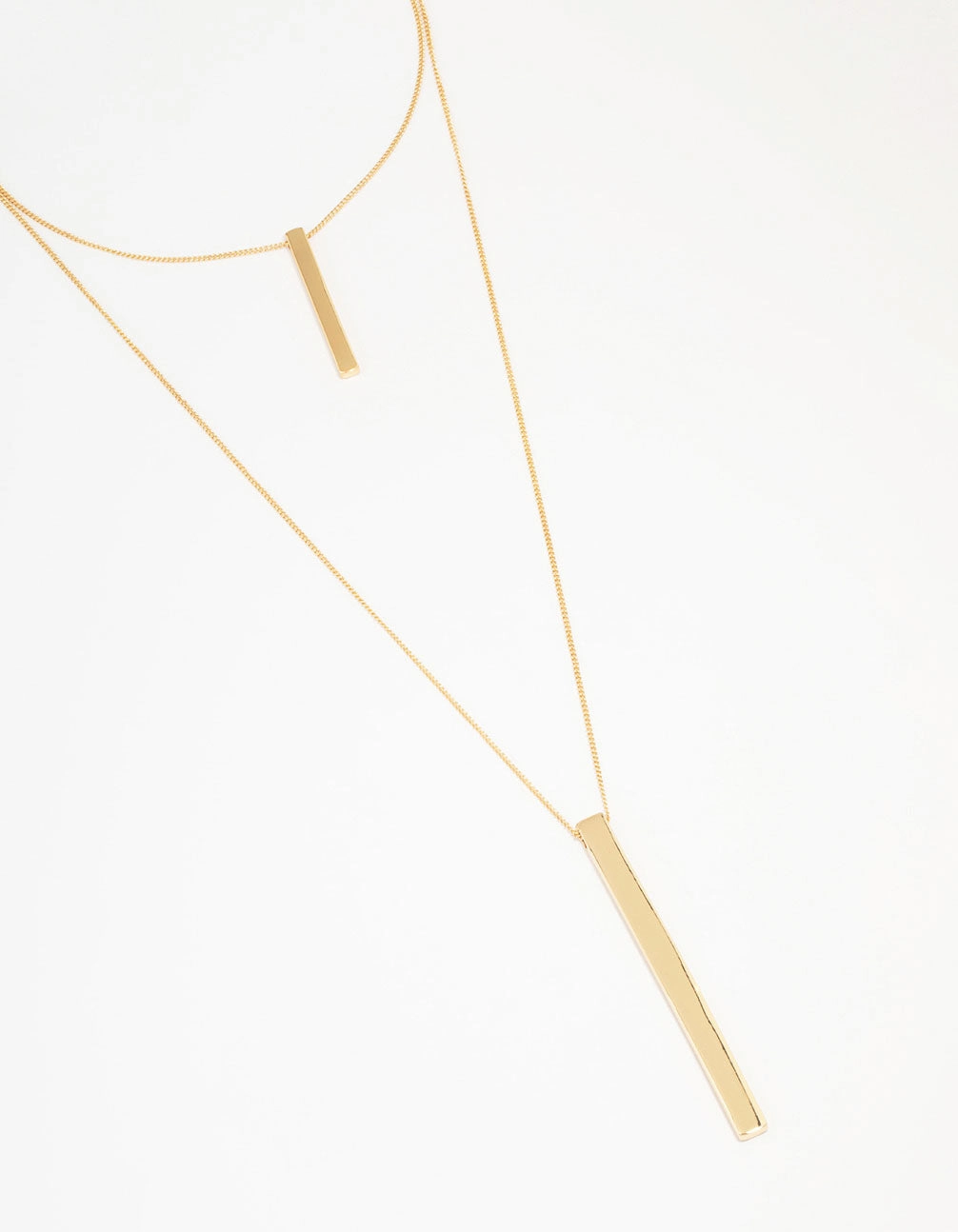Creative Spirit Artisan Detail Gold Double Row Long Bar Necklace