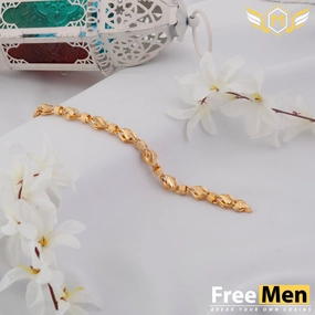 International Blends Unfettered Fusions Freemen design ring leaf Gold Plated Bracelet for Men (6 Month warranty) FMA009