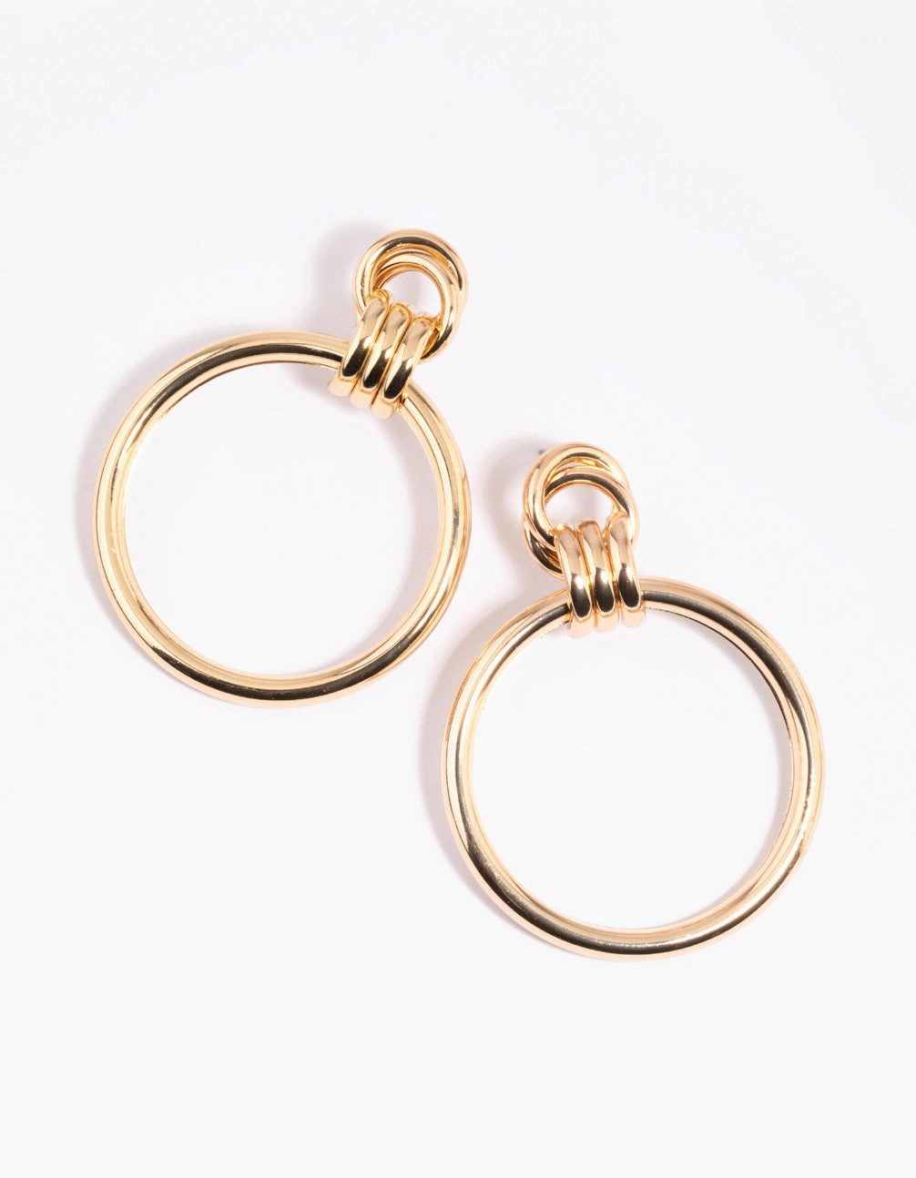 Gold Circular Door Knocker Drop Earrings Delicate Design