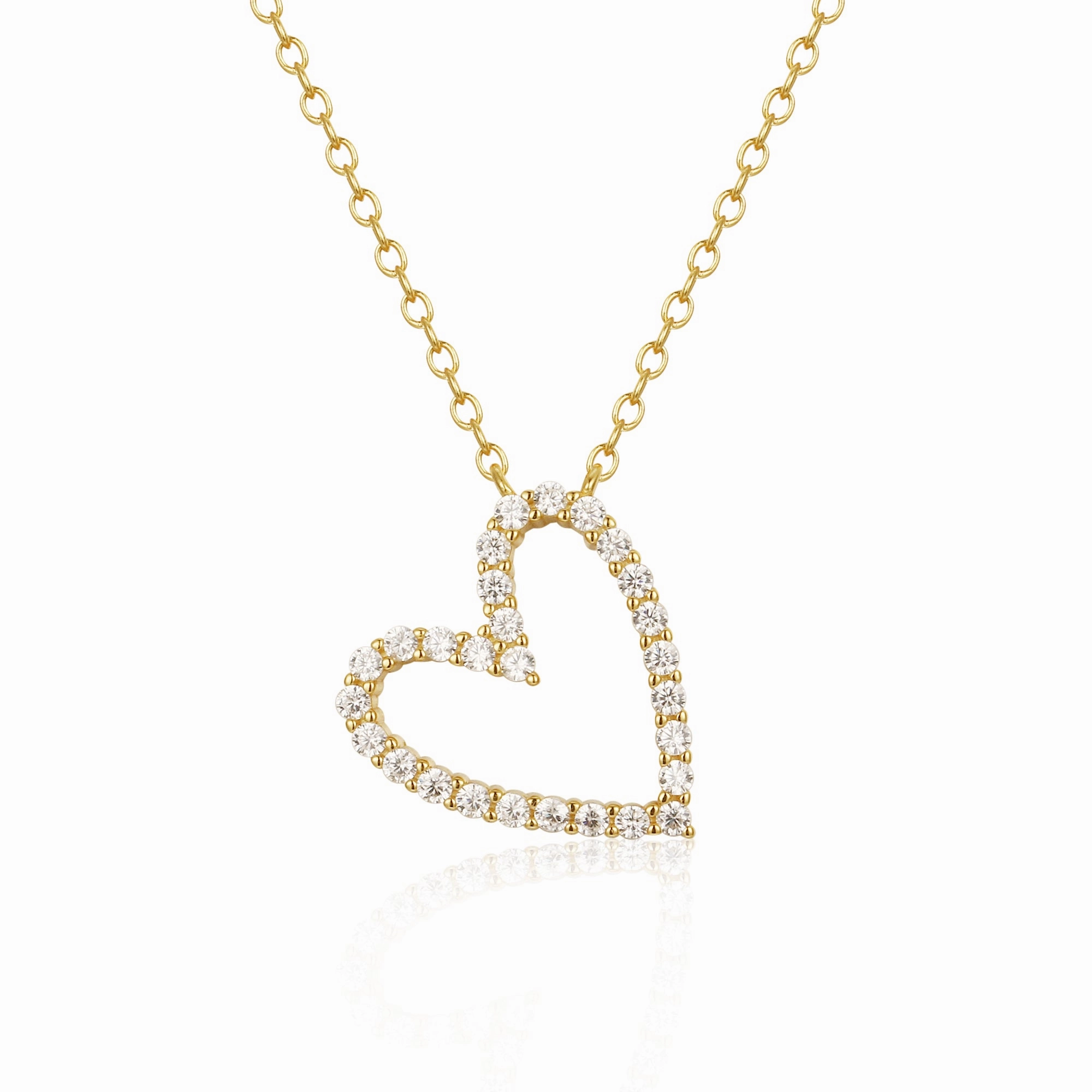 Chic Ornament Chic Detail Sterling Silver 16mm Angled Heart On Adjustable Chain Necklace