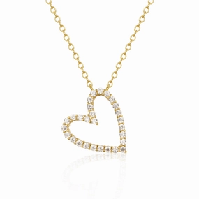 Chic Ornament Chic Detail Sterling Silver 16mm Angled Heart On Adjustable Chain Necklace