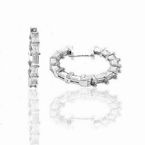 Formal Item Matte Accessory Sterling Silver 1 Inch Baguette Hoop Earring