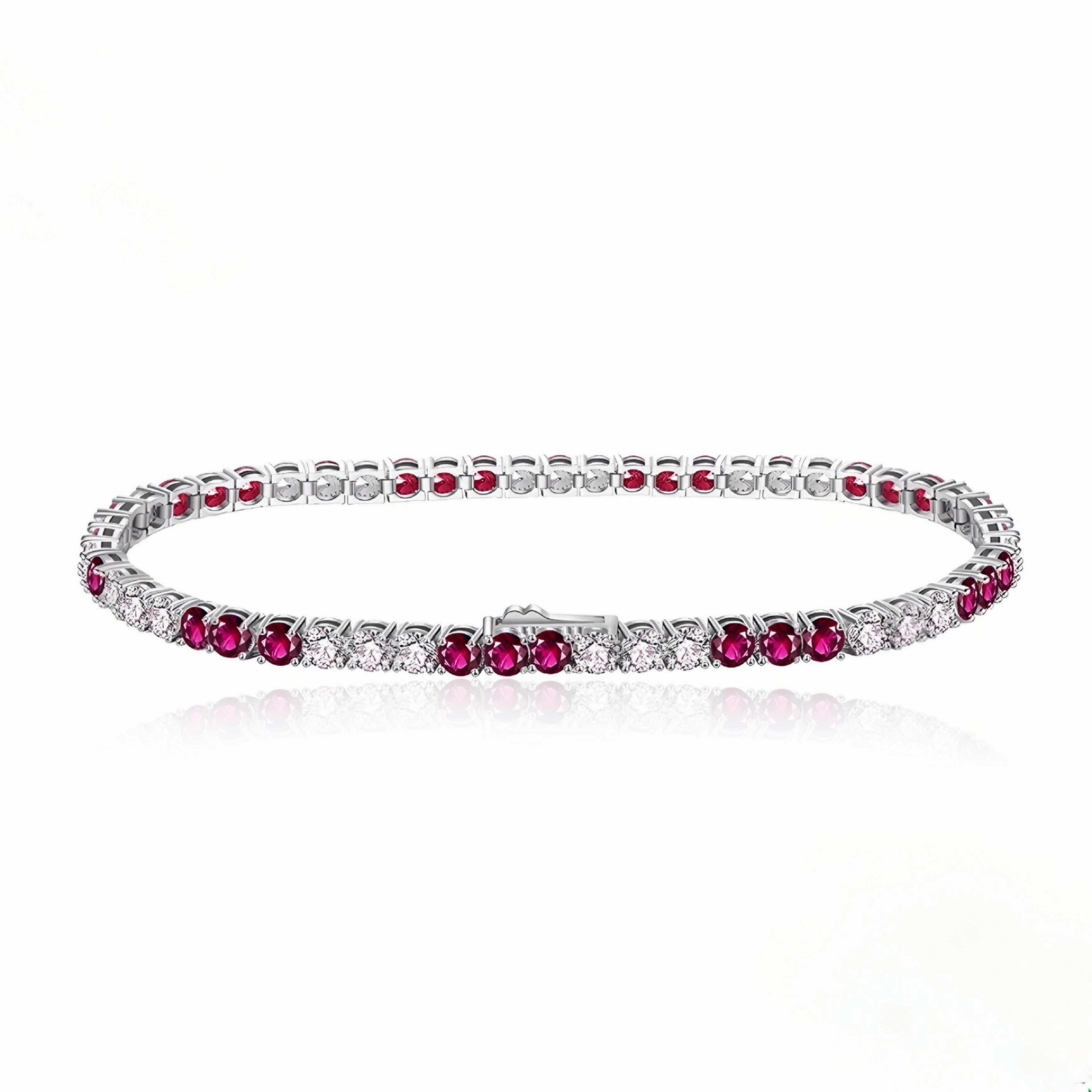 Sterling Silver 3 Alternating Sapphire and Clear 3mm CZ Bracelet Contrasting Tones Universally Loved