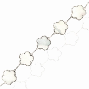 Recycled materials Worldwide Favorite Sterling Silver 5 Flower Mother of Pearl Bracelet
