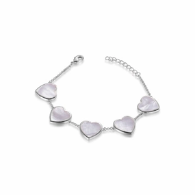 Promising Prospect Sterling Silver 5 Heart Mother of Pearl Bracelet