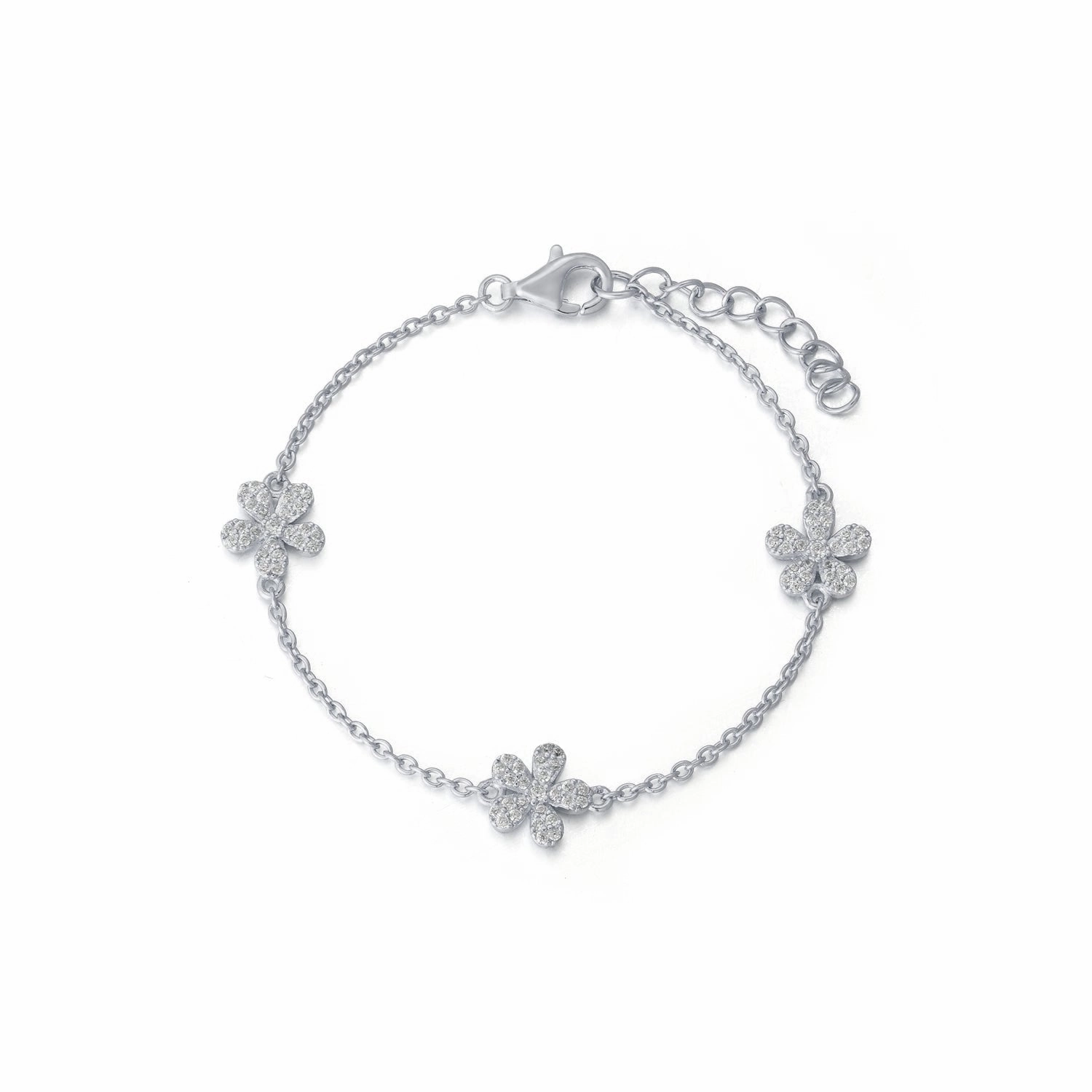 Cross-Cultural Composites Entire Lineup Sterling Silver 5 Petal Flower Station Bracelet