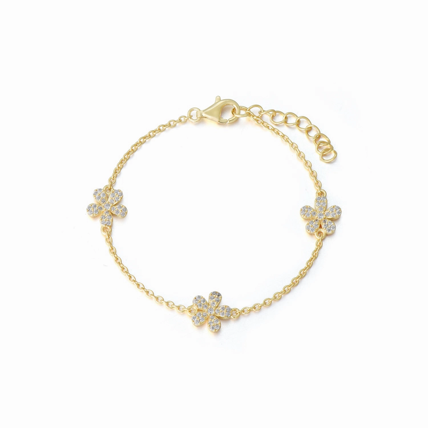 Sterling Silver 5 Petal Flower Station Bracelet Steadfast Amalgamations Consistent Mix