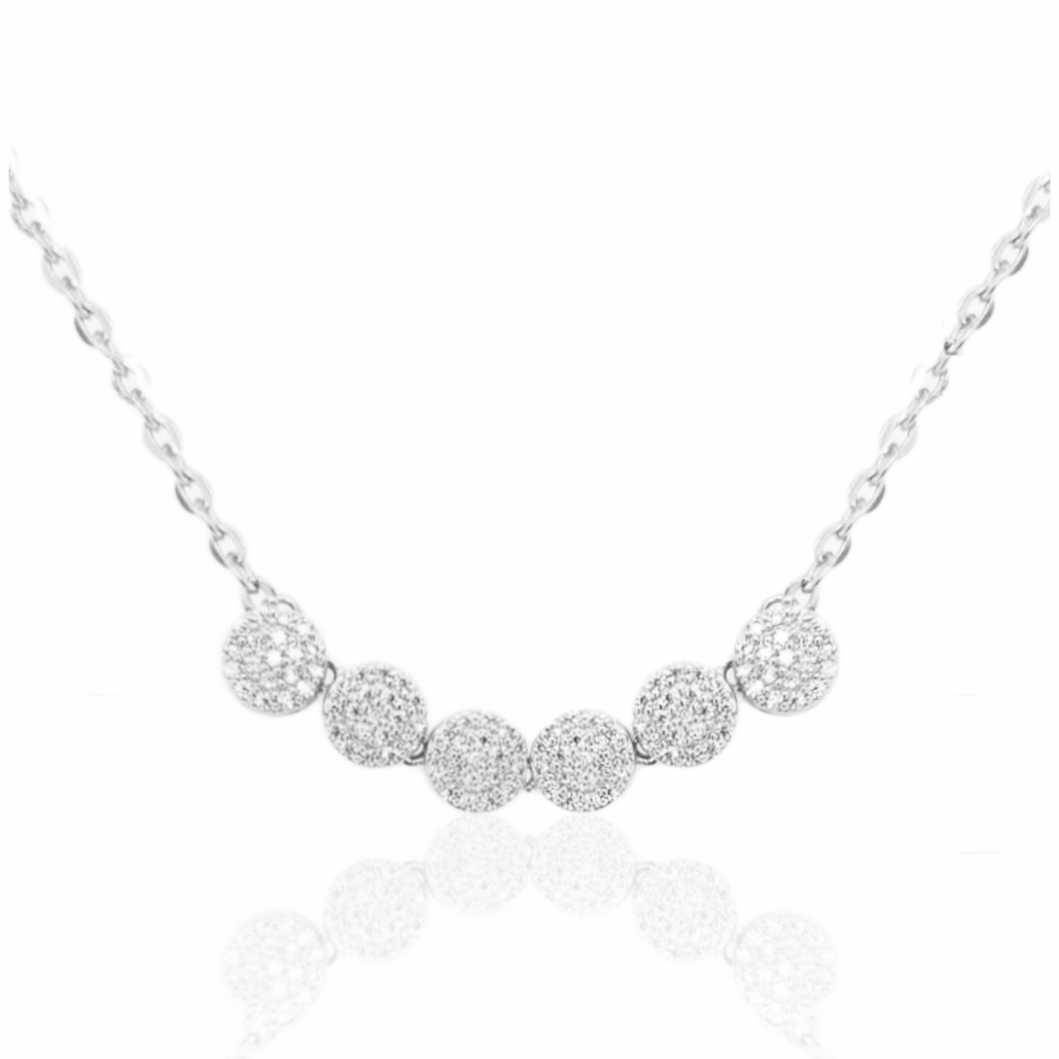 Sterling Silver 6 Micro Pave Circles Bar Necklace Urban Highlight