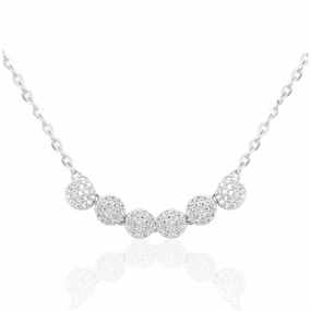 Sterling Silver 6 Micro Pave Circles Bar Necklace Urban Highlight