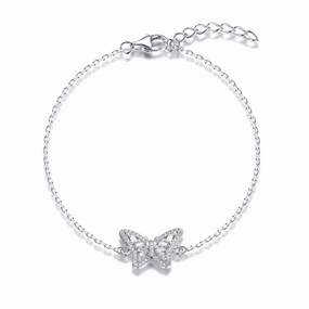 Retro But New Family Heirloom Sterling Silver Butterfly CZ Bracelet
