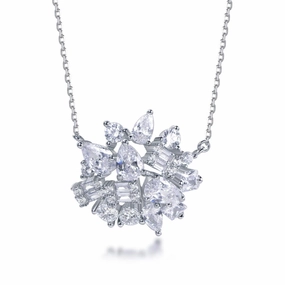 Spring Mood For Son Sterling Silver Cluster Multi Shaped CZ Necklace