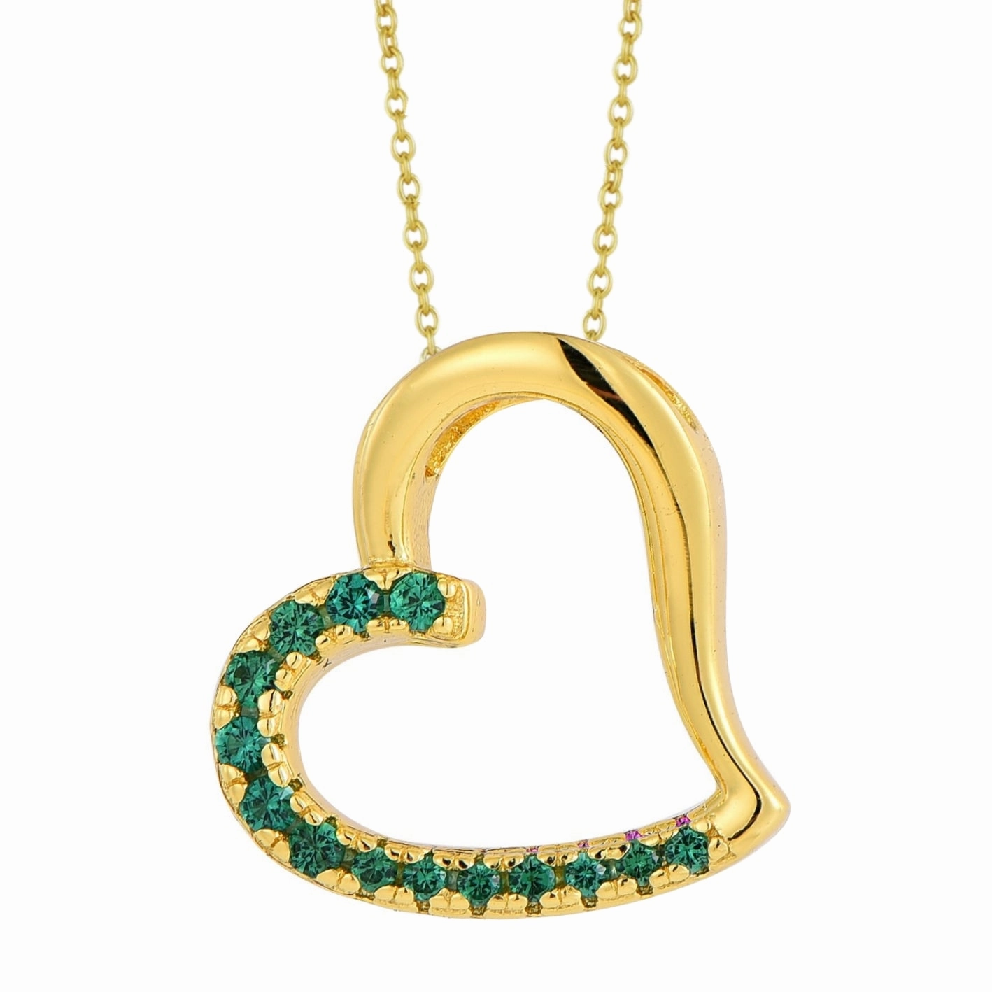 Amazing Present Sterling Silver Colorful Angled Heart Pendant Necklace