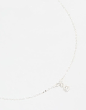 Sterling Silver Cubic Zirconia Drop Necklace Initial Adornment