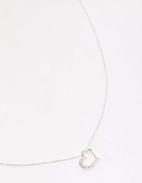 Symbolic Accessory Elegant Lady Sterling Silver Cubic Zirconia Pave Heart Necklace