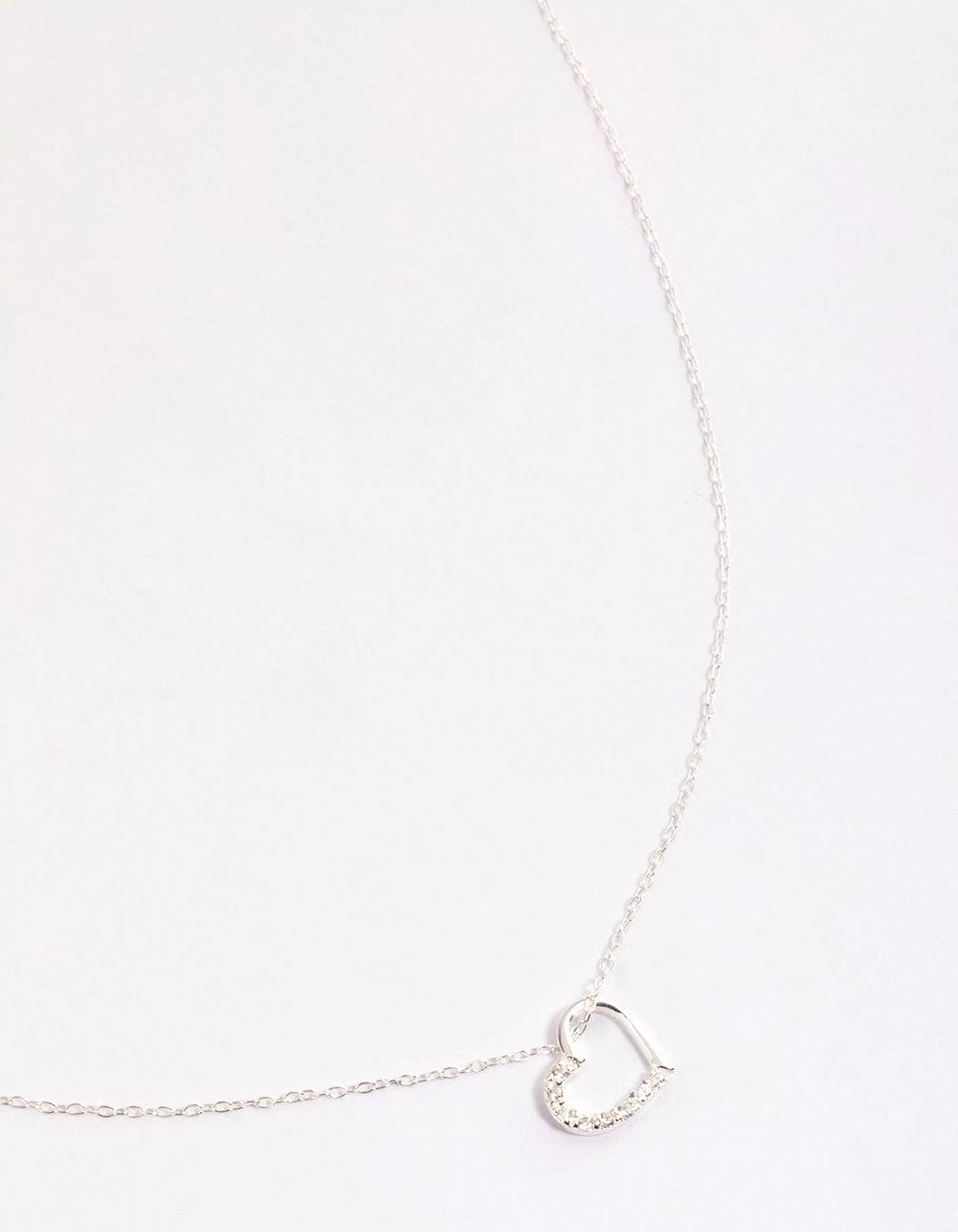 Symbolic Accessory Elegant Lady Sterling Silver Cubic Zirconia Pave Heart Necklace