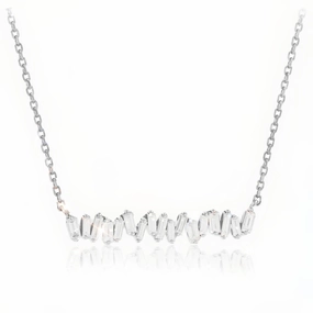 Sweet Memory Weekend Vibe Sterling Silver CZ Baguette Bar Necklace