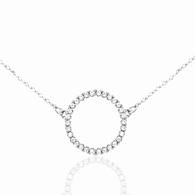 Sterling Silver CZ Circle Necklace Solo Travel Adornment
