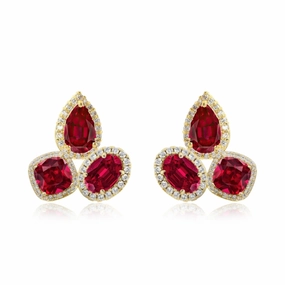 Embellished Adornment Sterling Silver CZ Halo Around Three Stone Stud Earring