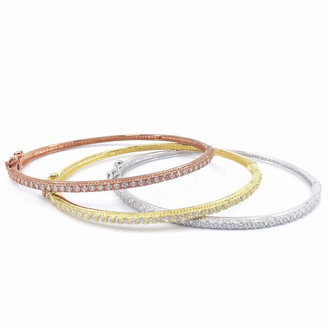Future Classic Sterling Silver CZ Micro Pave Bangle Bracelet (Available in 3 Colors)