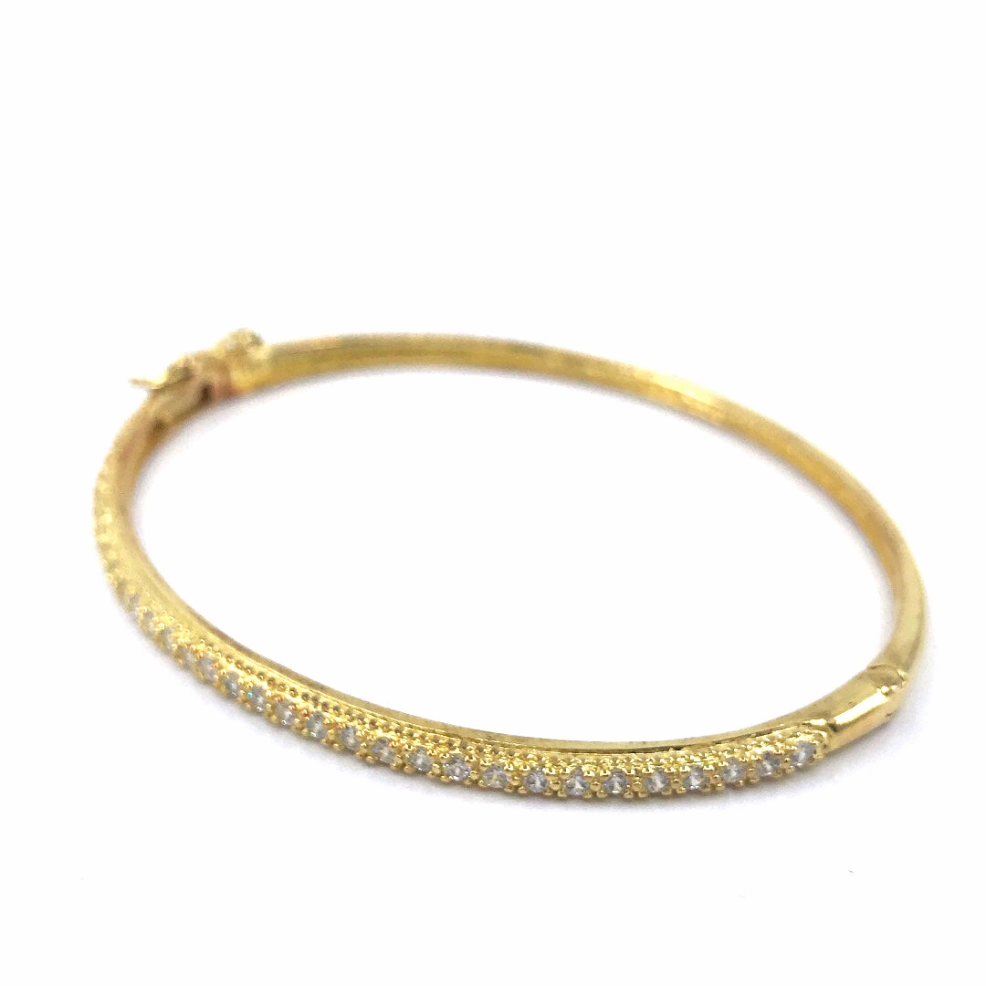 Sterling Silver CZ Micro Pave Bangle Bracelet (Available in 3 Colors) Labeled Detail Matte Textures