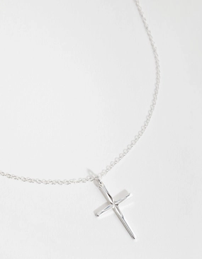 Sterling Silver Diamond Cut Cross Necklace Father??s Present Ideal gift