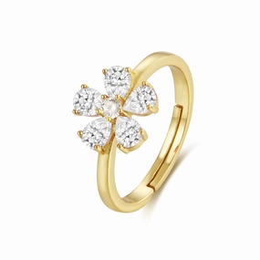 elegant design Special Treat Sterling Silver Gold Plated Children's Five Petal CZ Flower Ring