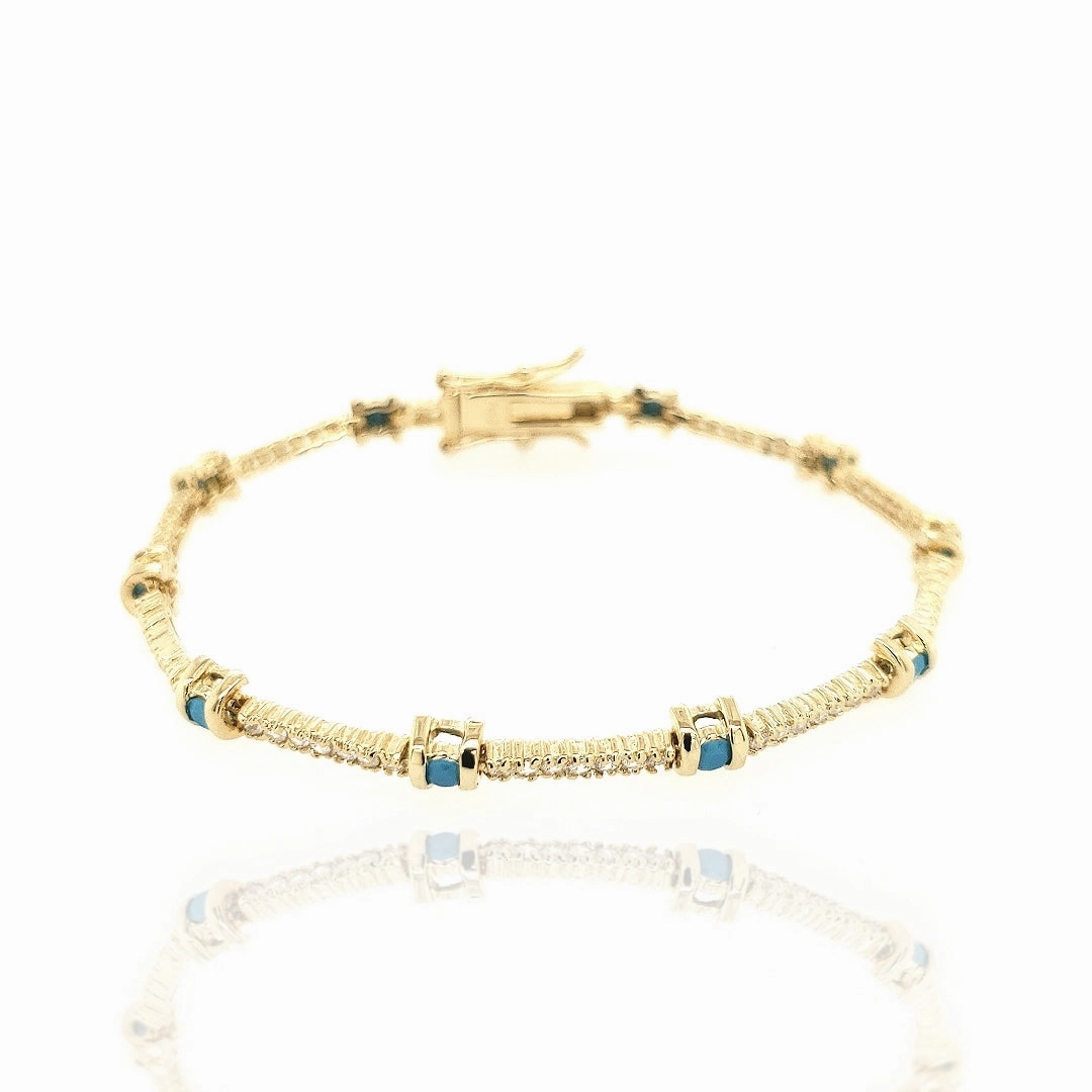 Sterling Silver Gold Plated Colored Stone and CZ Bracelet Entertaining Aspect Steadfast Fusions