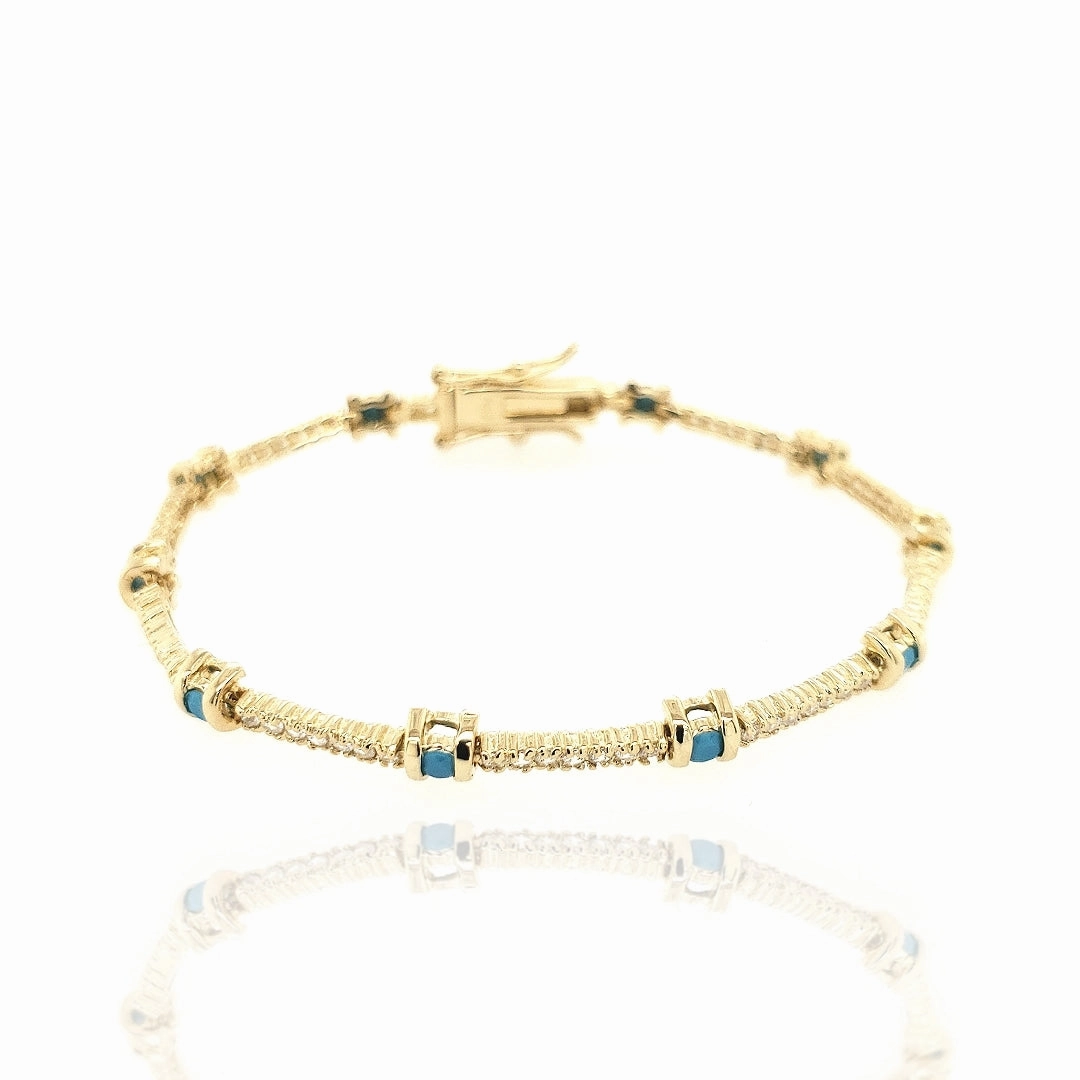 Sentimental Touch Global Inspiration Sterling Silver Gold Plated Colored Stone and CZ Bracelet